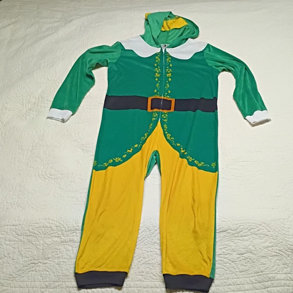 Hooded Flame resistant Elf movie Buddy costume pajamas Childrens L 10-12 - Picture 4 of 7